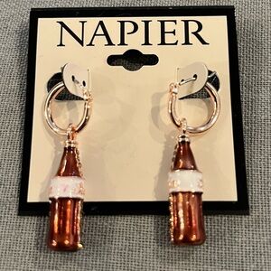 Napier Soda Bottle Dangle Earrings NOS Y2K Novelty Enamel Rhinestone